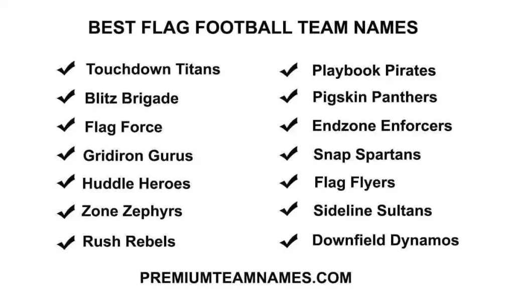 Best flag football team names ideas