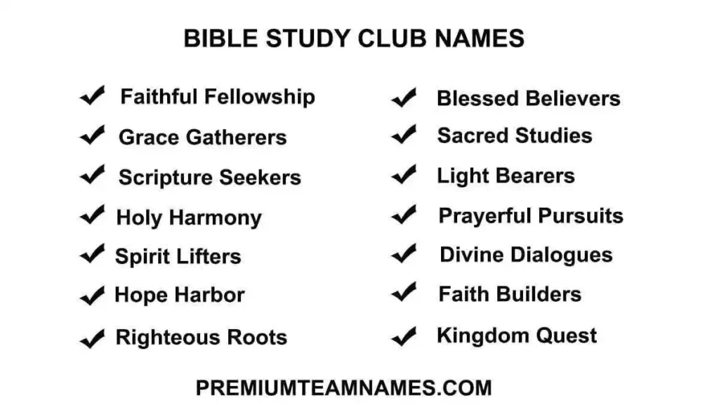 Bible Study Club Names Ideas