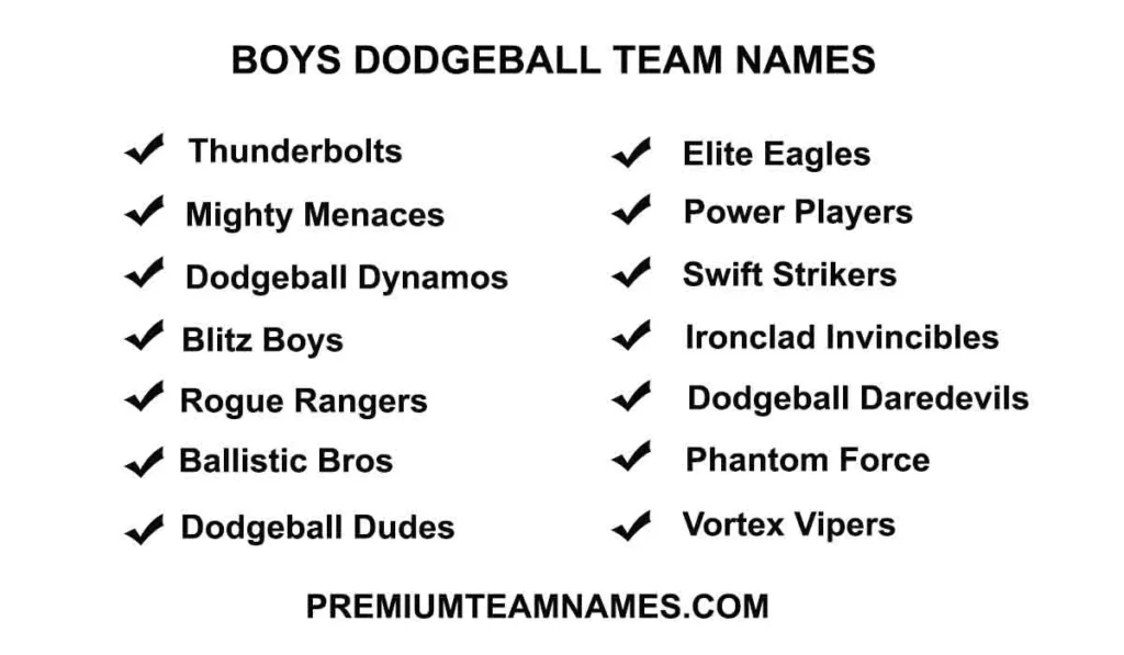 Boys Dodgeball team names