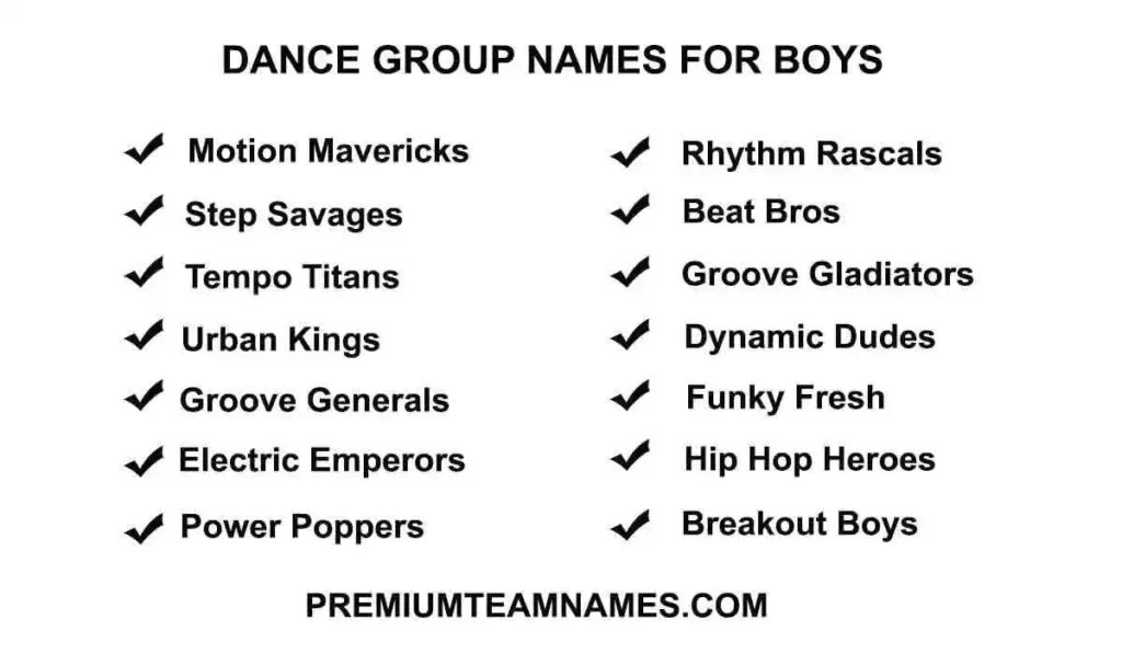 Dance group names for boys ideas