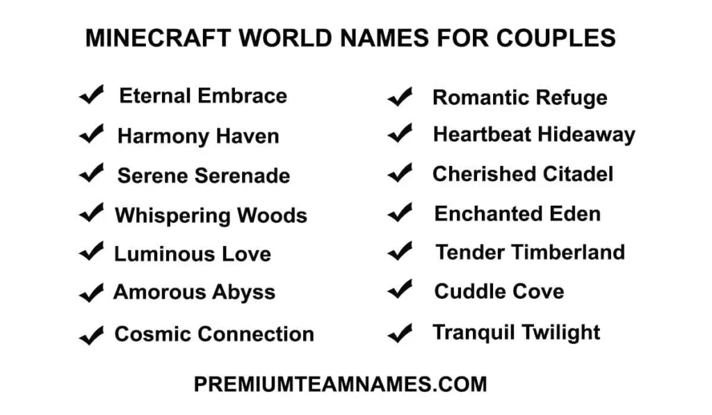 Minecraft World Names for Couples