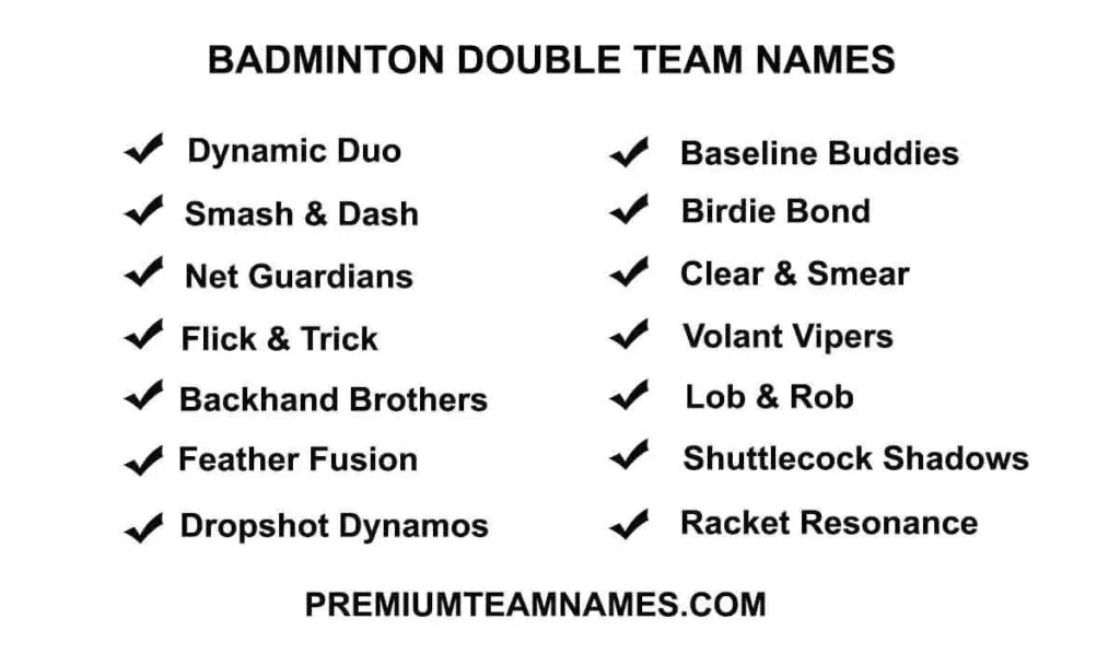 Badminton double team names