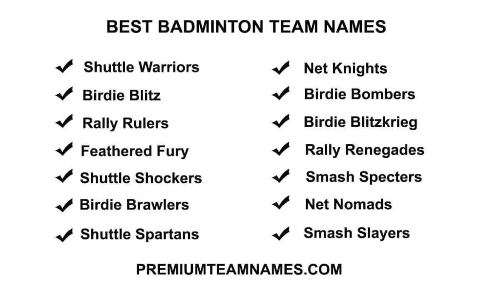 Best Badminton team names