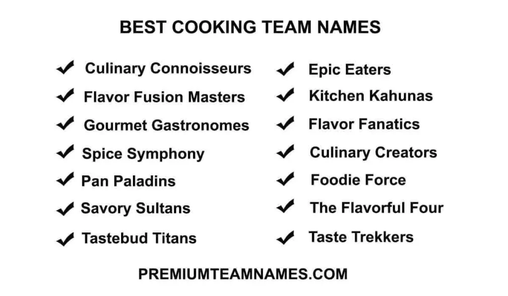 Best Cooking Team Names Ideas