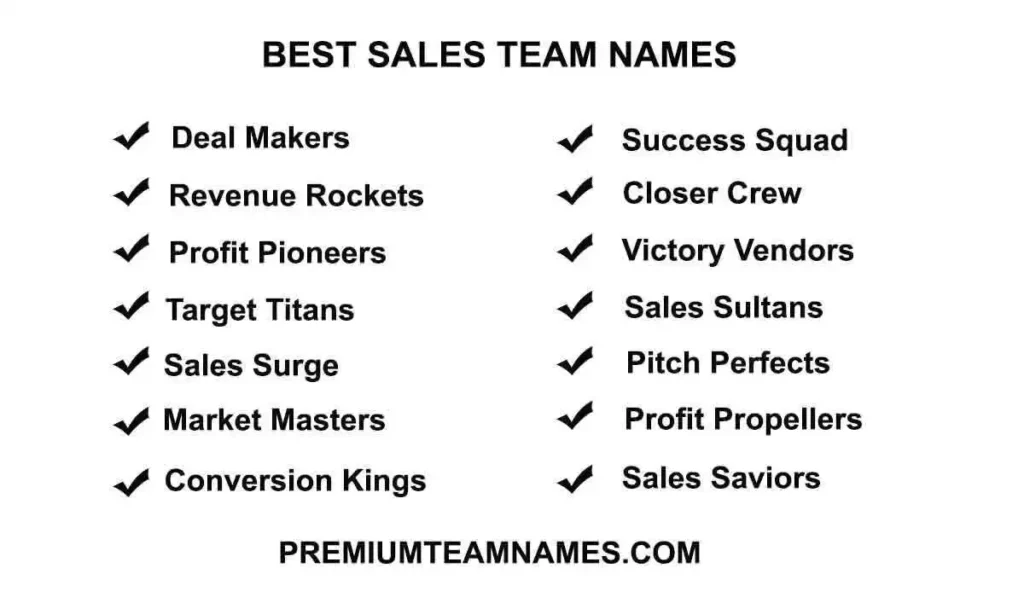 Best sales team names ideas