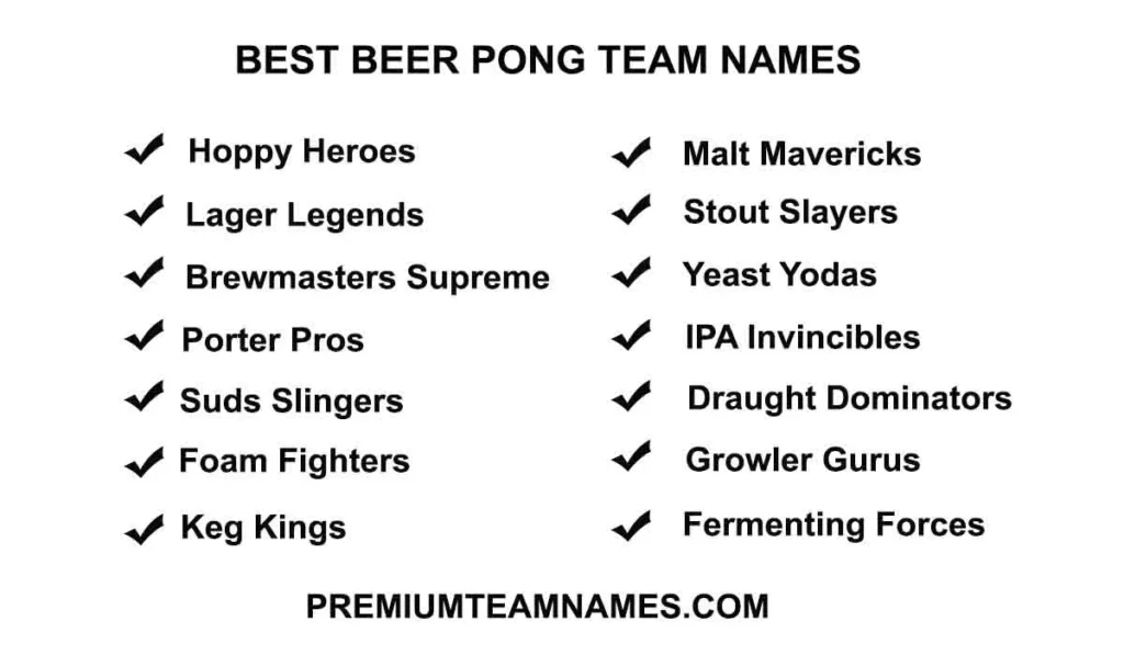 Best beer pong team names list