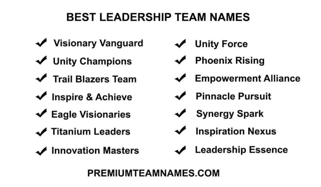 Best leadership team names list