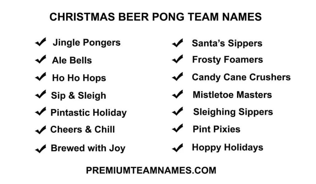 Christmas beer pong team names