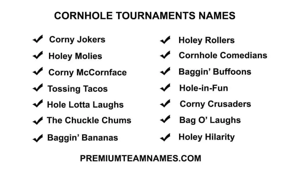 Cornhole tournaments names ideas