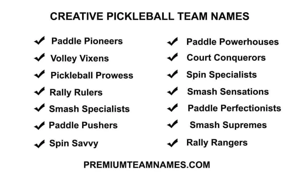 Creative Pickleball team names ideas