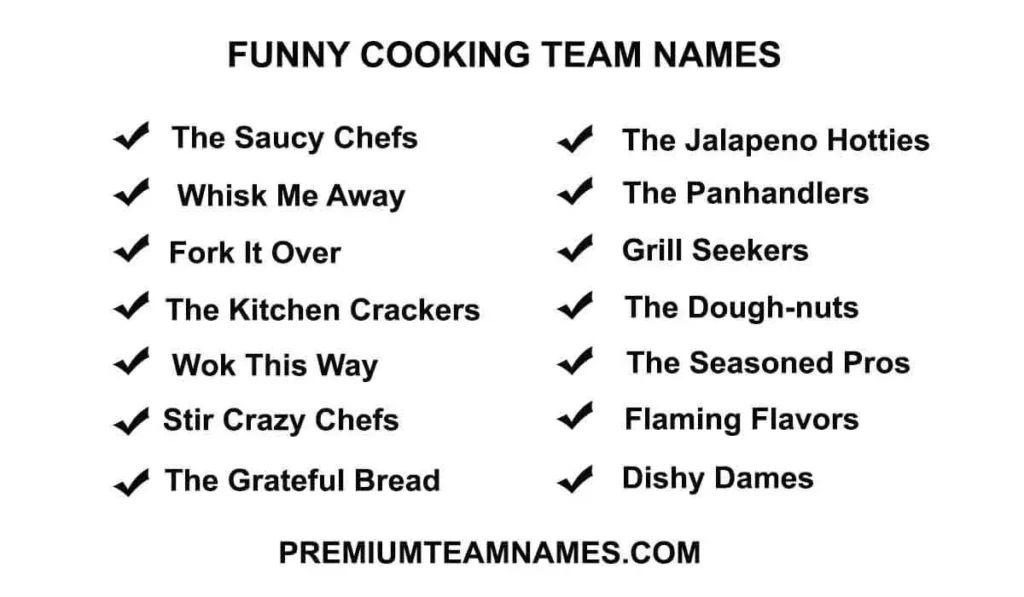 Funny Cooking team names ideas