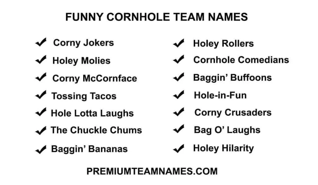 Funny Cornhole team names ideas