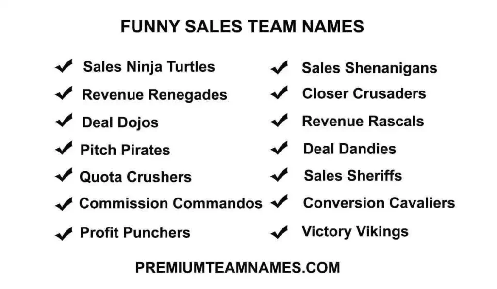 Funny sales team names ideas