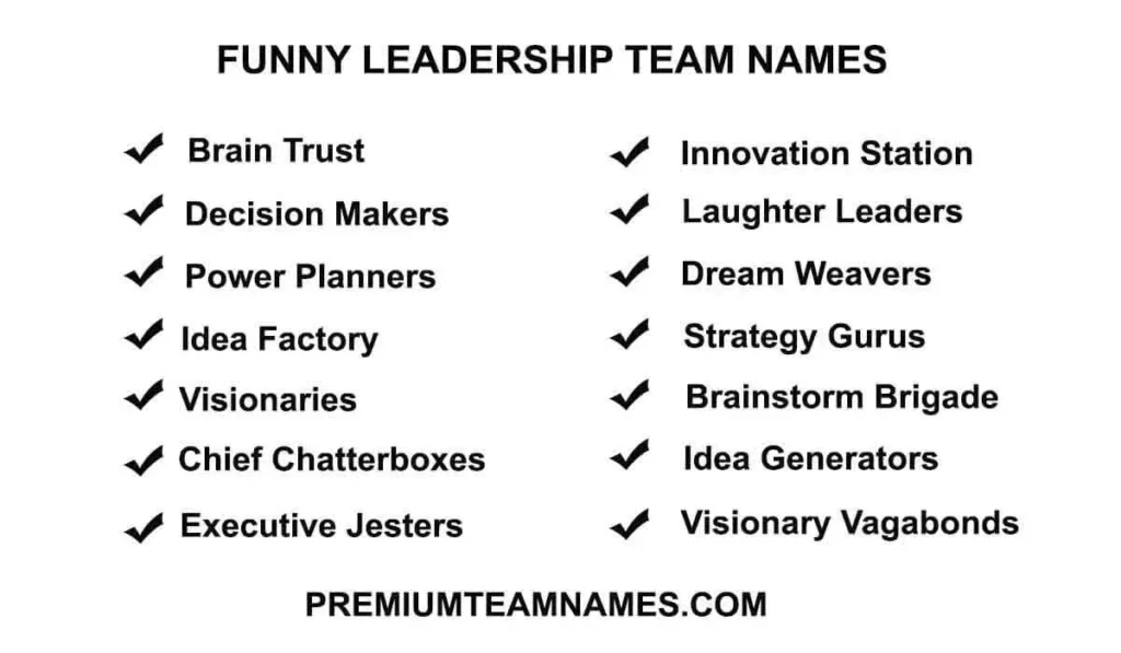 Funny leadership team names