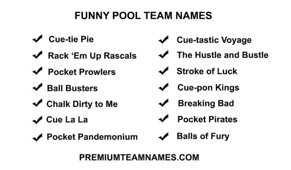 Funny pool team names