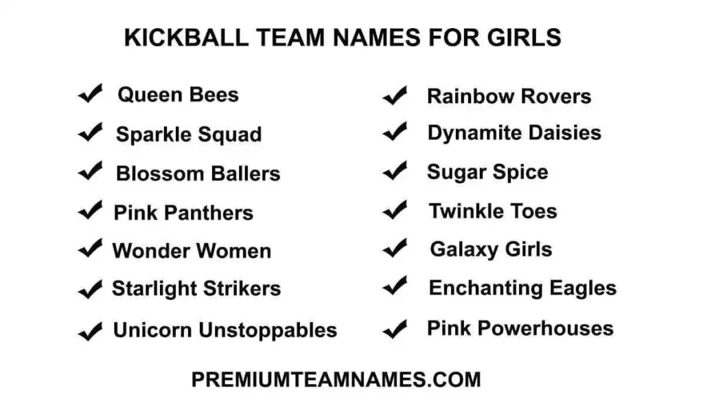 Kickball team names for girls ideas