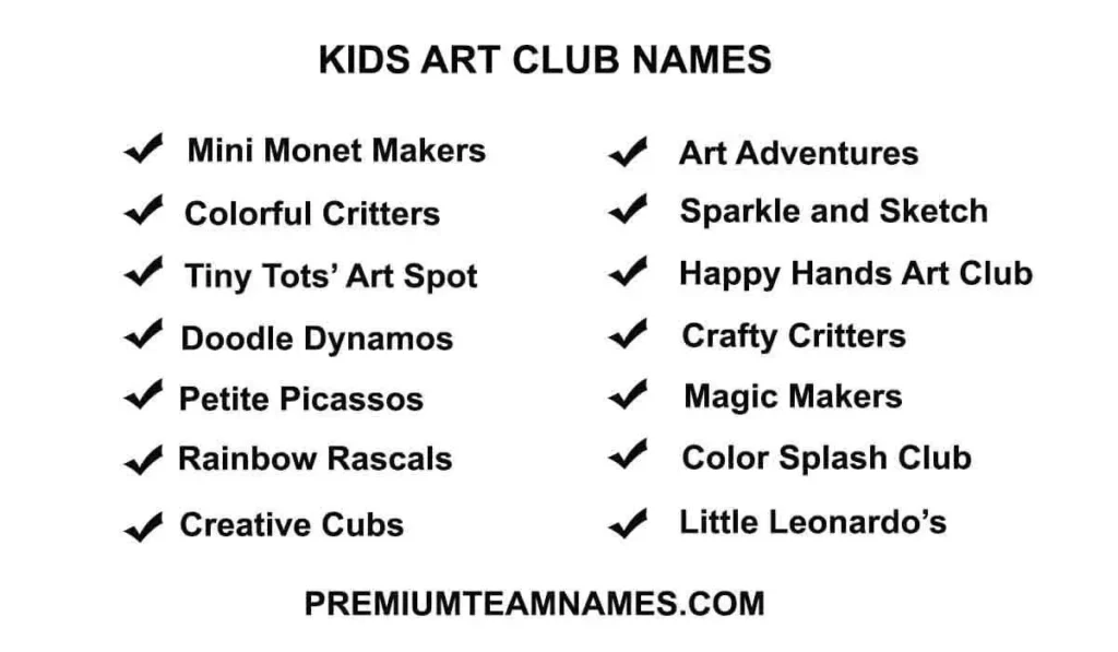 Kids art club names ideas