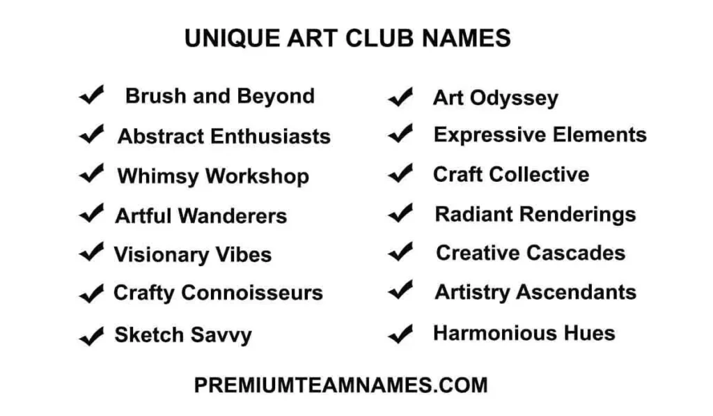 Unique art club names ideas