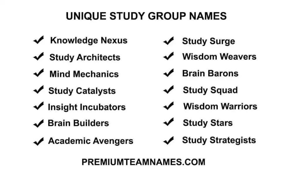 Unique study group names ideas