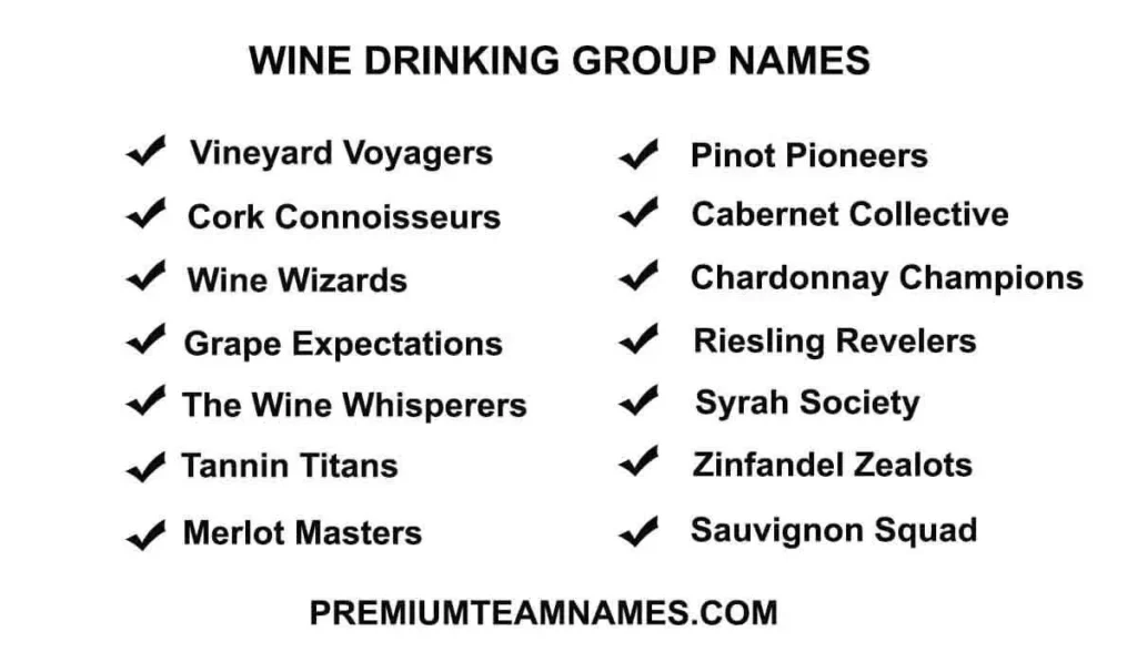 Wine drinking group names