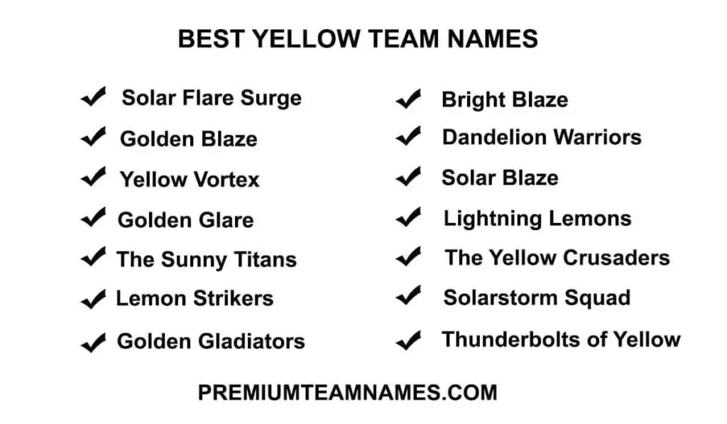 Best Yellow team names