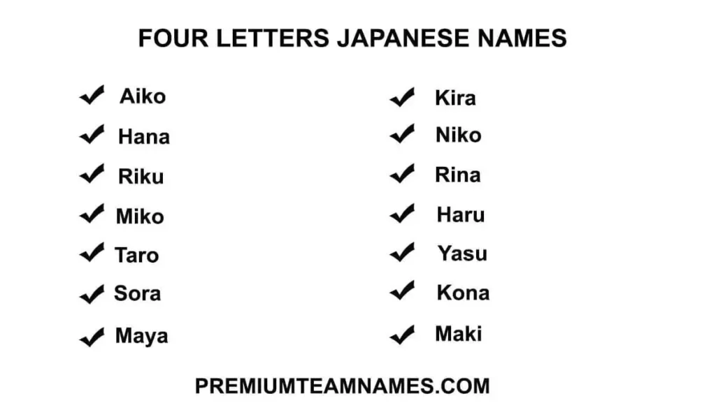 Four letters japanese names