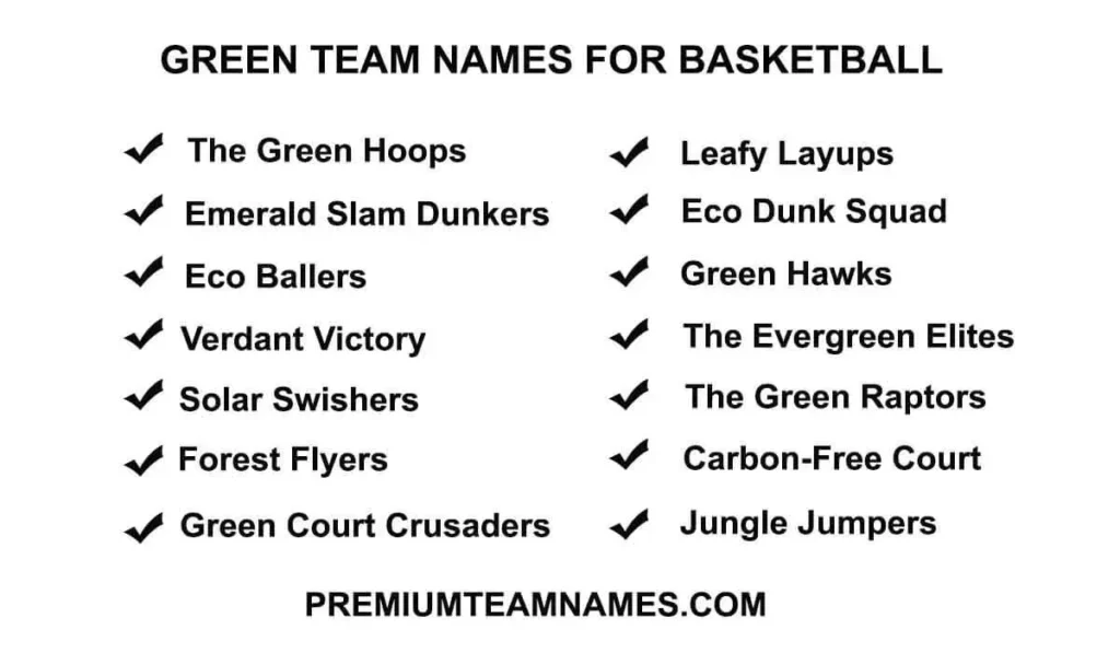 Green team names for basketball