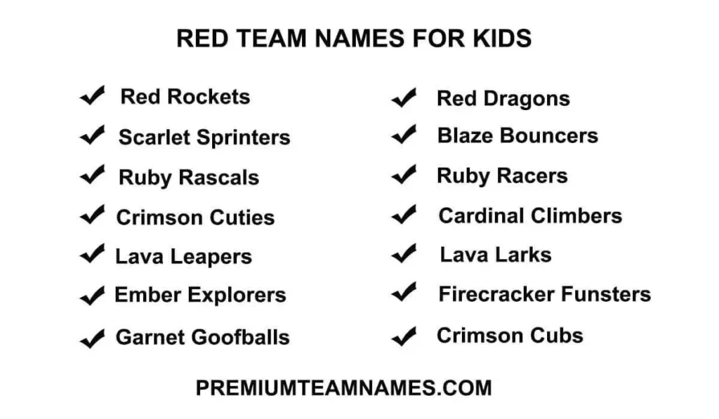 Red team names for kids