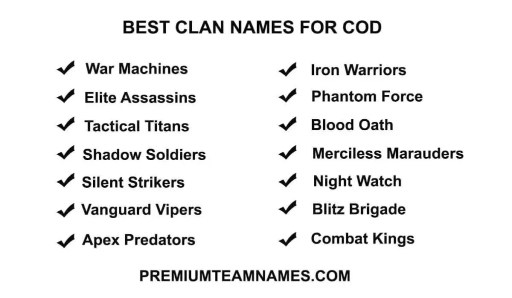 Best Clan names for COD