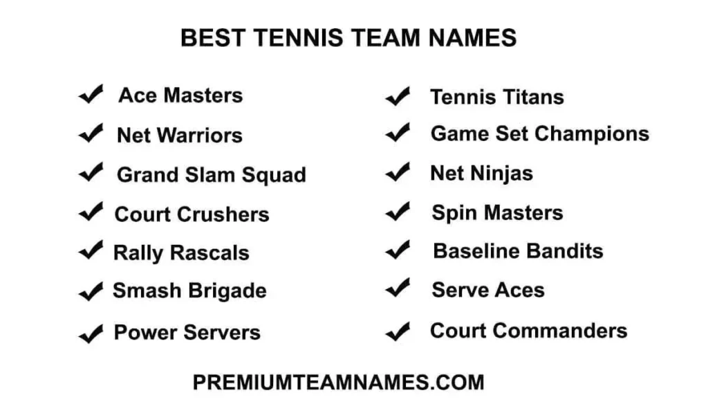 Best Tennis team names