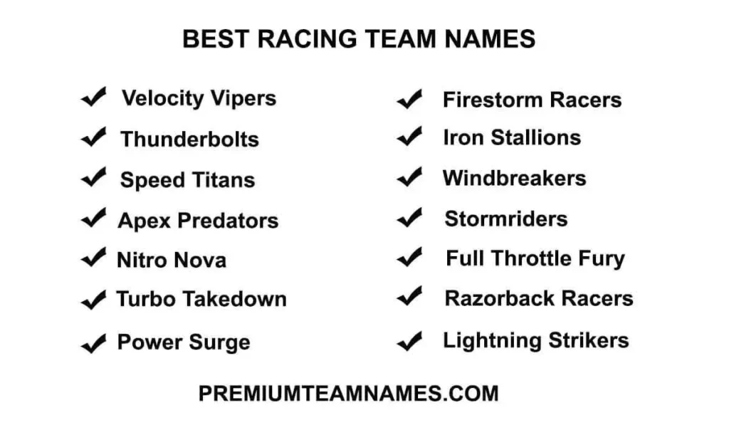 Best racing team names