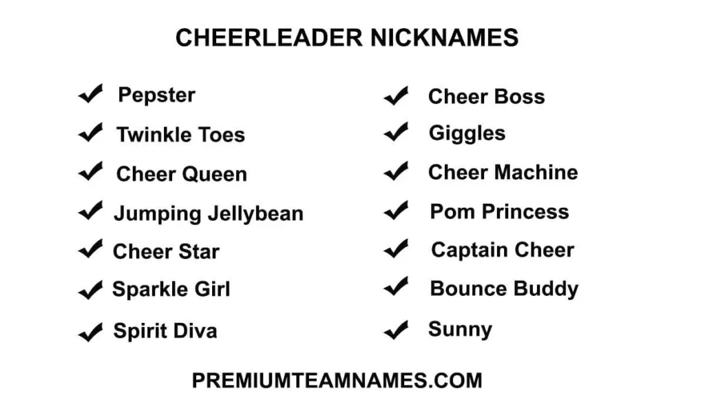 Cheerleader nicknames ideas