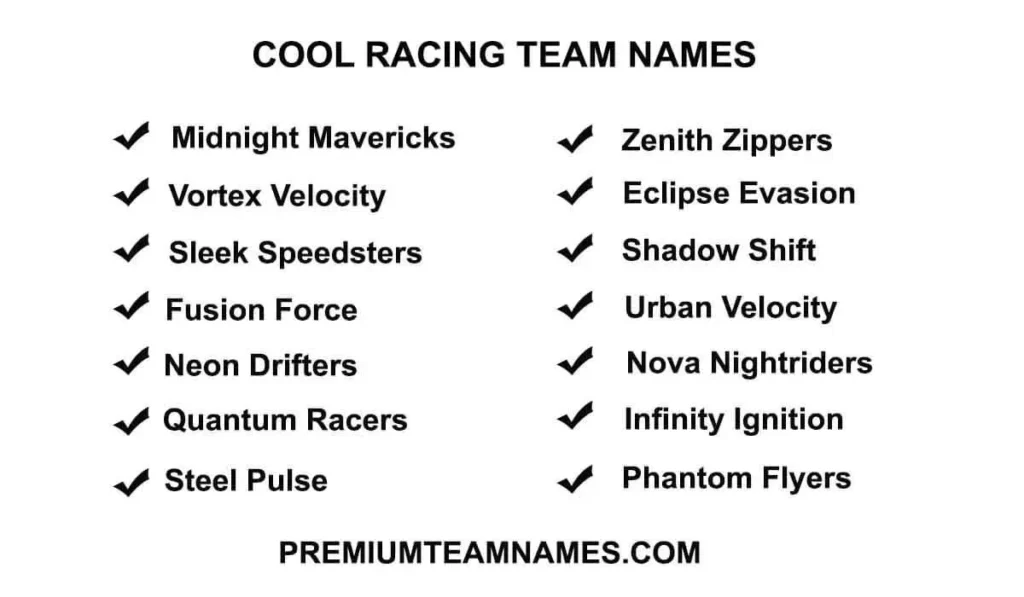 Cool racing team names