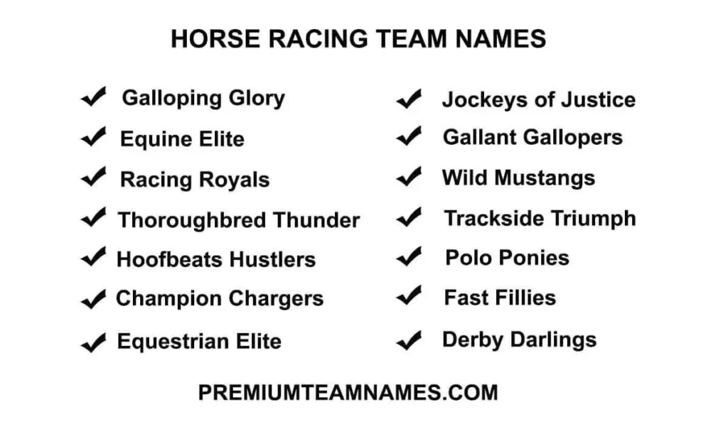 Horse racing team names