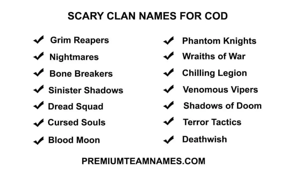 Scary Clan names for COD