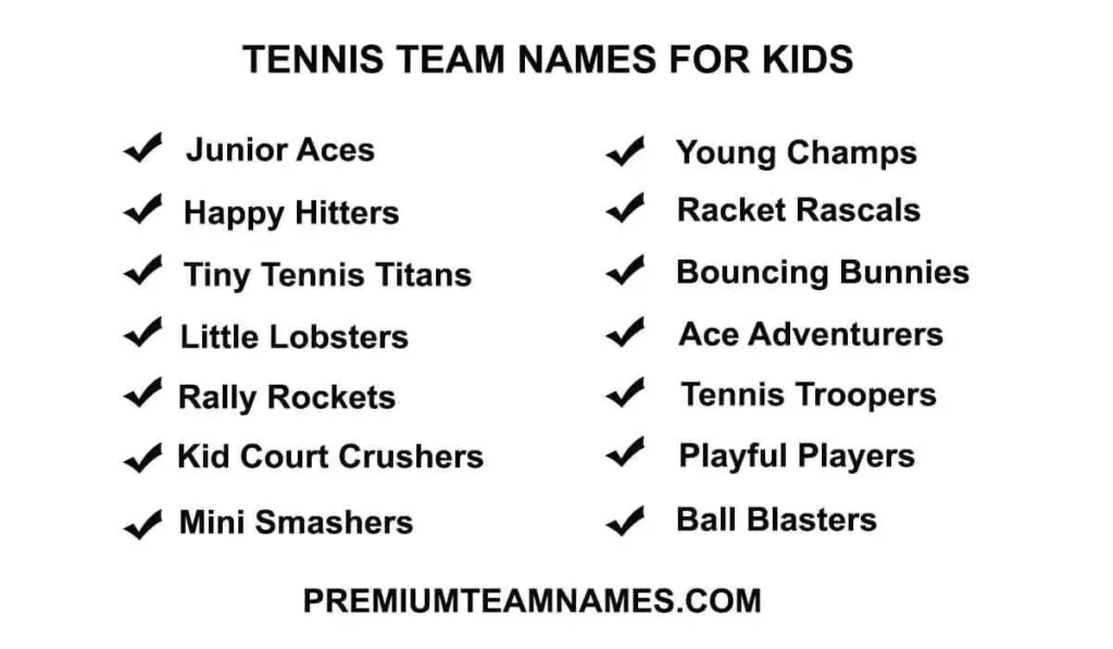 Tennis team names for kids