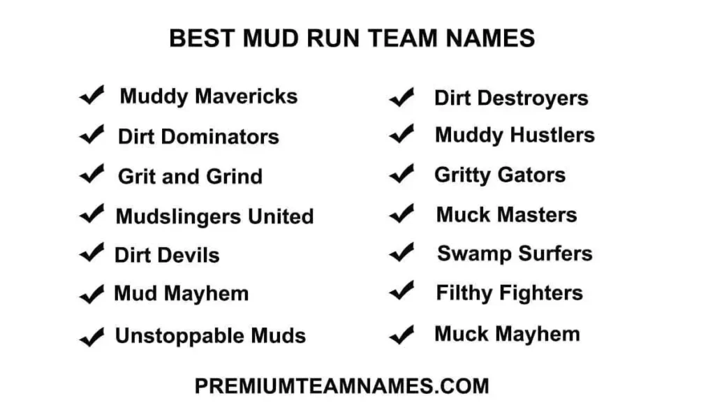 Best Mud run team names