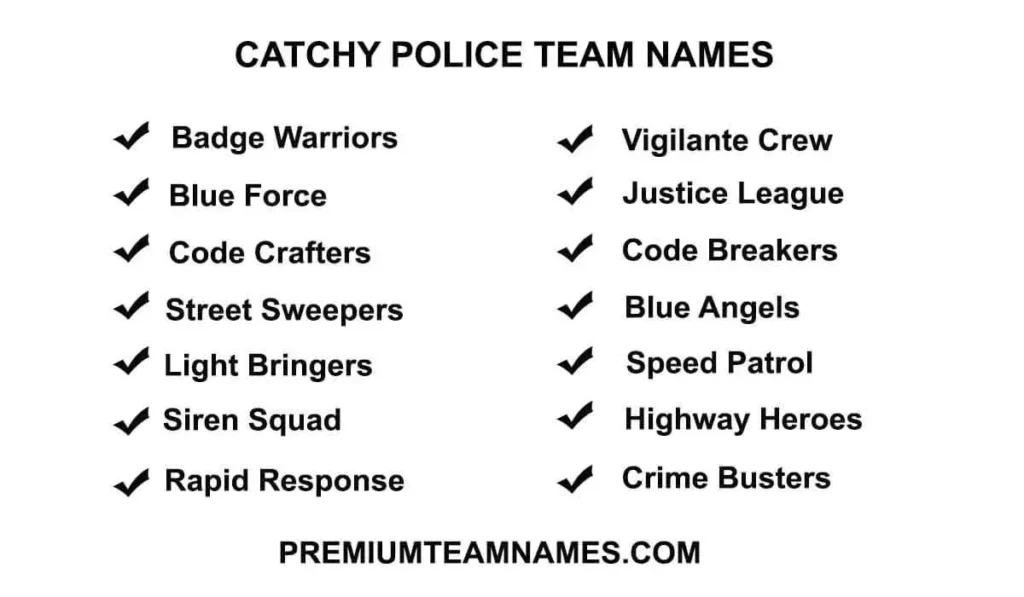 Catchy police team names