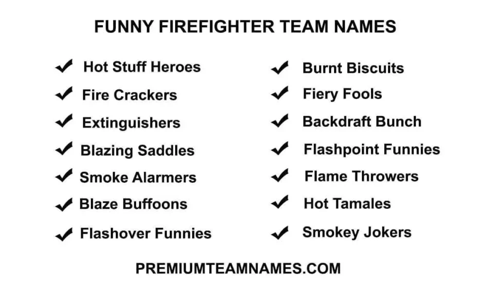 Funny Firefighter team names