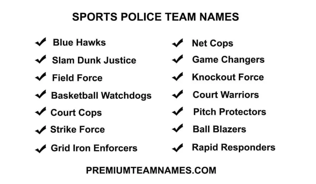 Sports Police team names