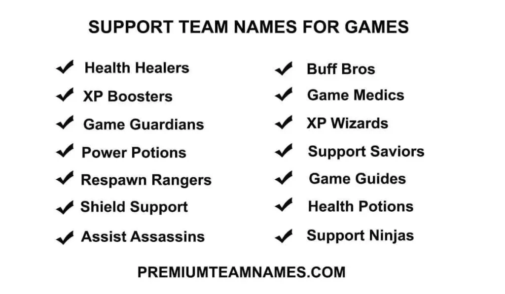 Support team names for games