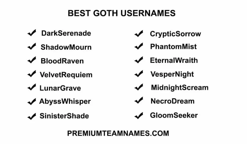 Best Goth Usernames