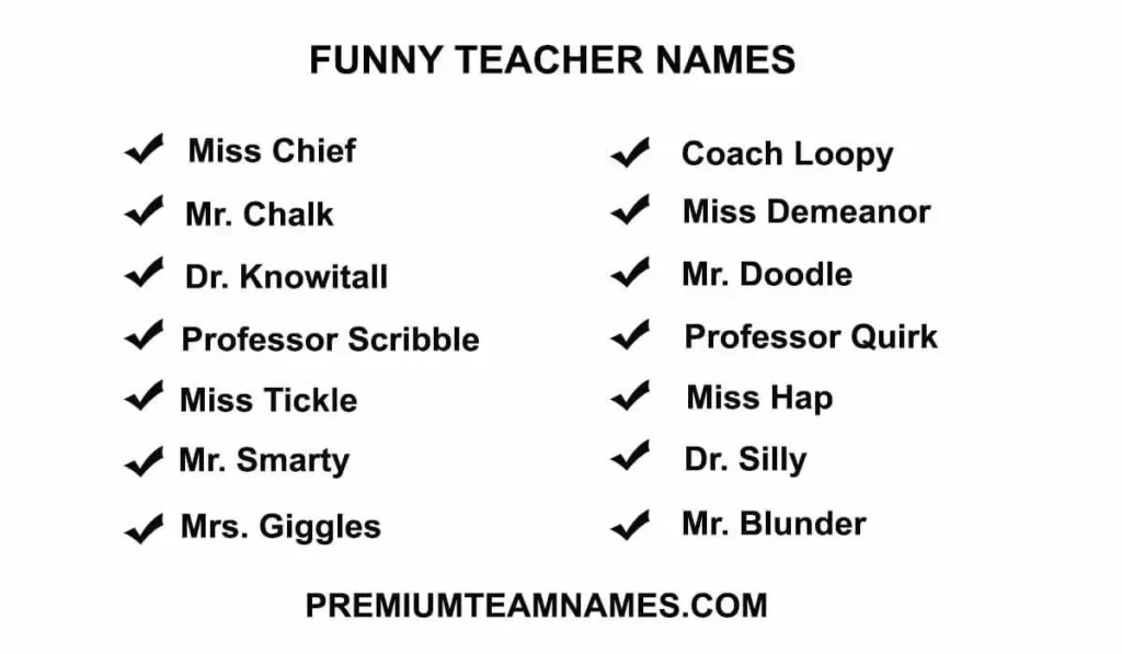 Funny Teacher Names