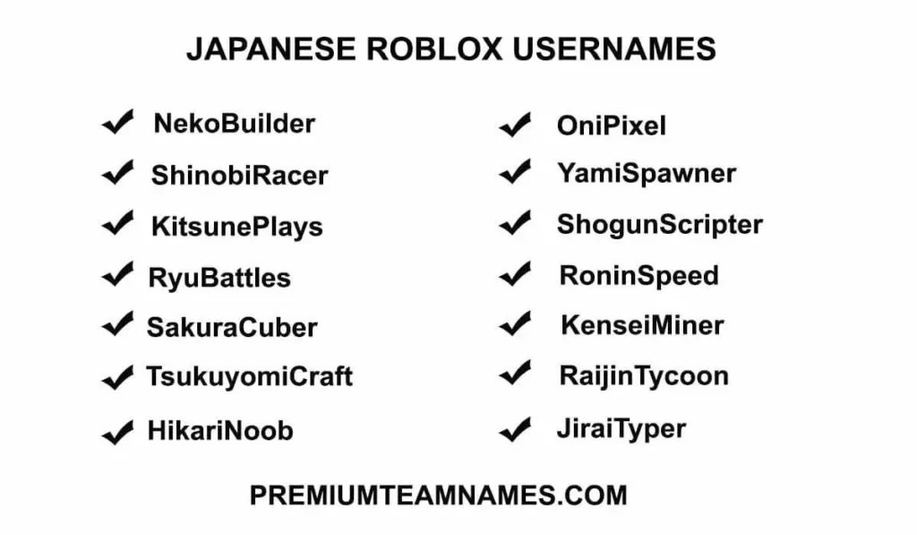 Japanese Roblox Usernames