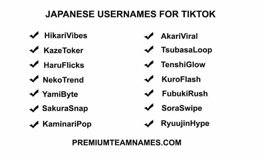 Japanese Usernames for Tiktok