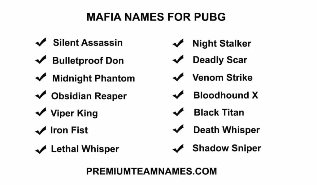 Mafia Names for PUBG