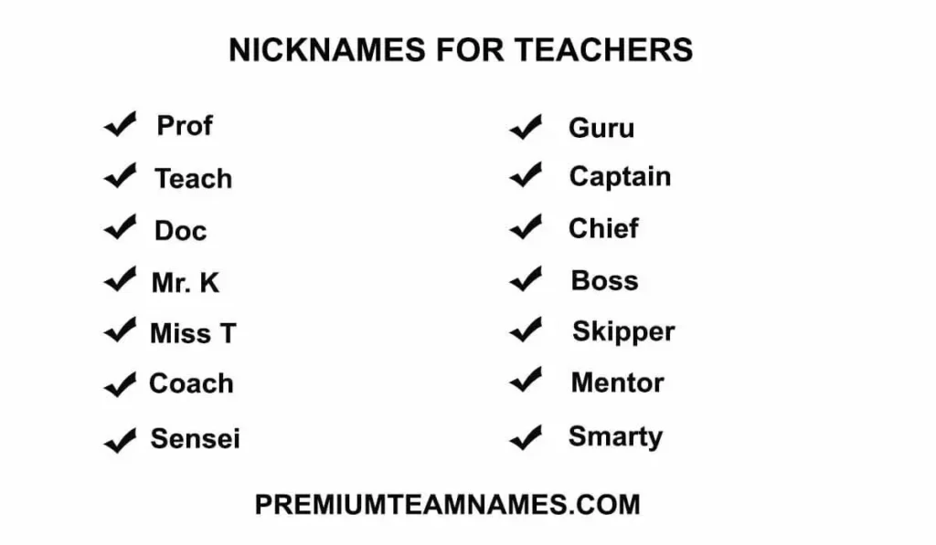 Nicknames for Teachers