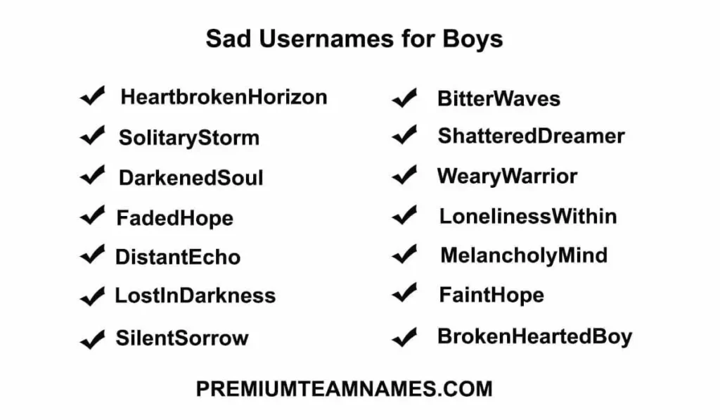 Sad Usernames for Boys