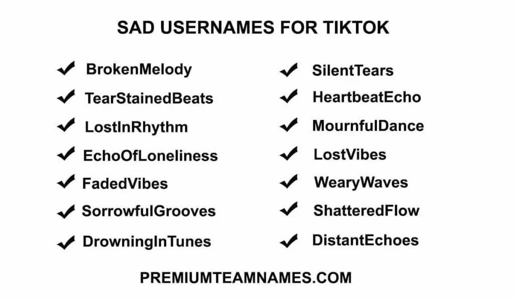 Sad Usernames for Tiktok